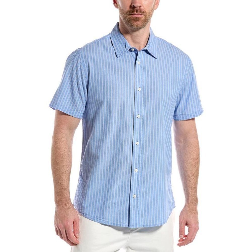 Slate & Stone Button Down Shirt Mens XL Blue Striped NWT Short Sleeve Poplin